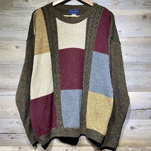 Absolutely Creative Cotton Vintage Mens XL Colorblock Sweater Cosby Grandpa 90s